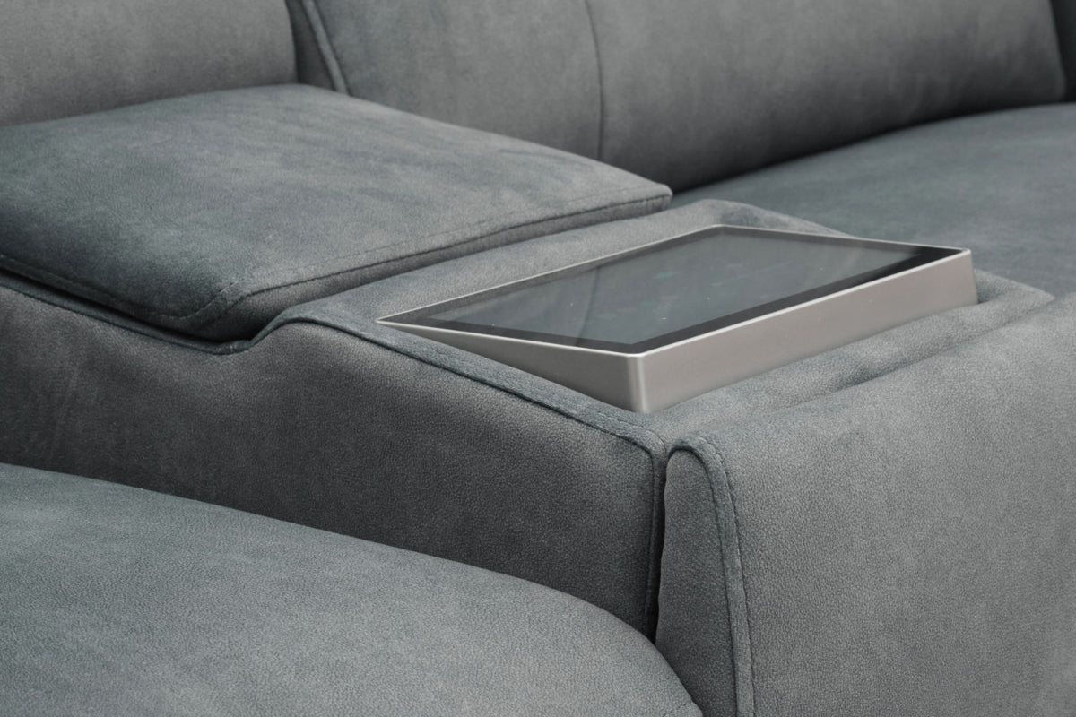 Tiago 2 Seater Sofa | Power Recliner | Media Screen | Bluetooth Speaker | Telescopic Headrest | USB Port | Fabric | Grey-8