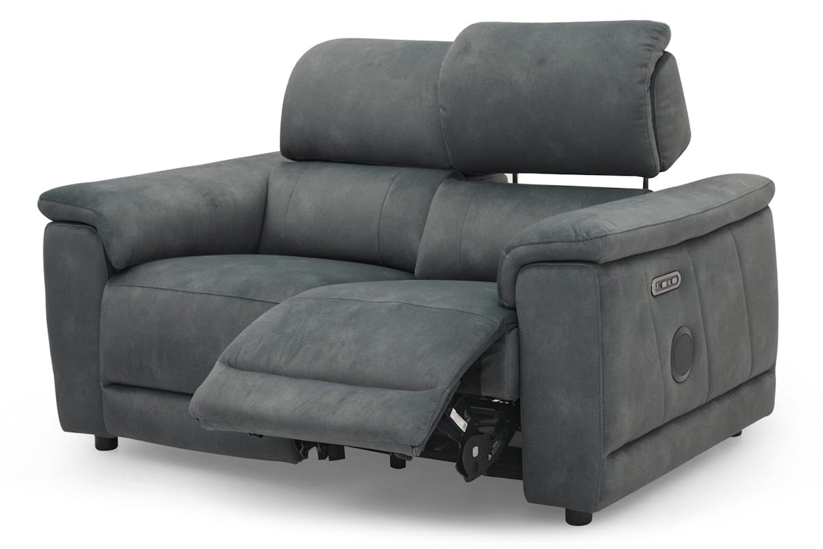 Tiago 2 Seater Sofa with Bluetooth Speaker | Power Recliner | Fabric | Grey-6