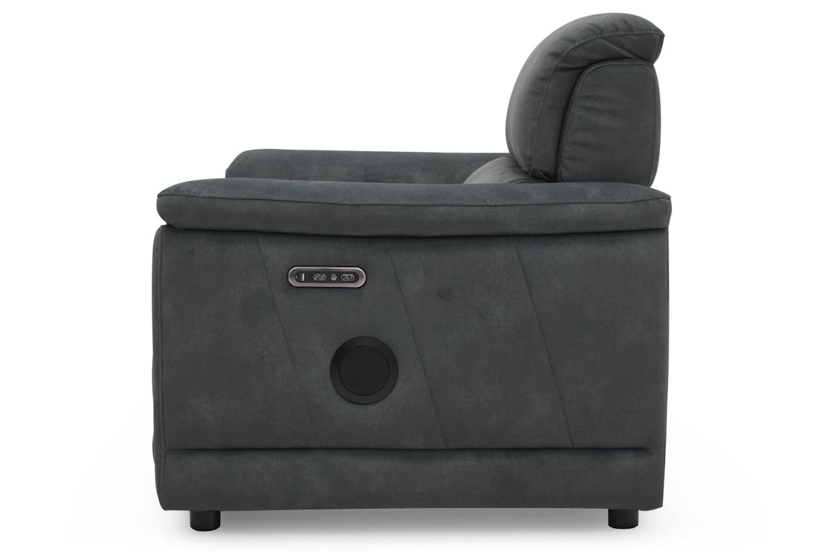 Tiago 2 Seater Sofa with Bluetooth Speaker | Power Recliner | Fabric | Grey-7