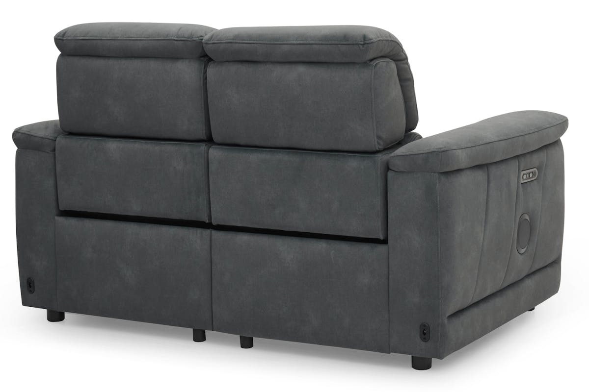 Tiago 2 Seater Sofa with Bluetooth Speaker | Power Recliner | Fabric | Grey-4