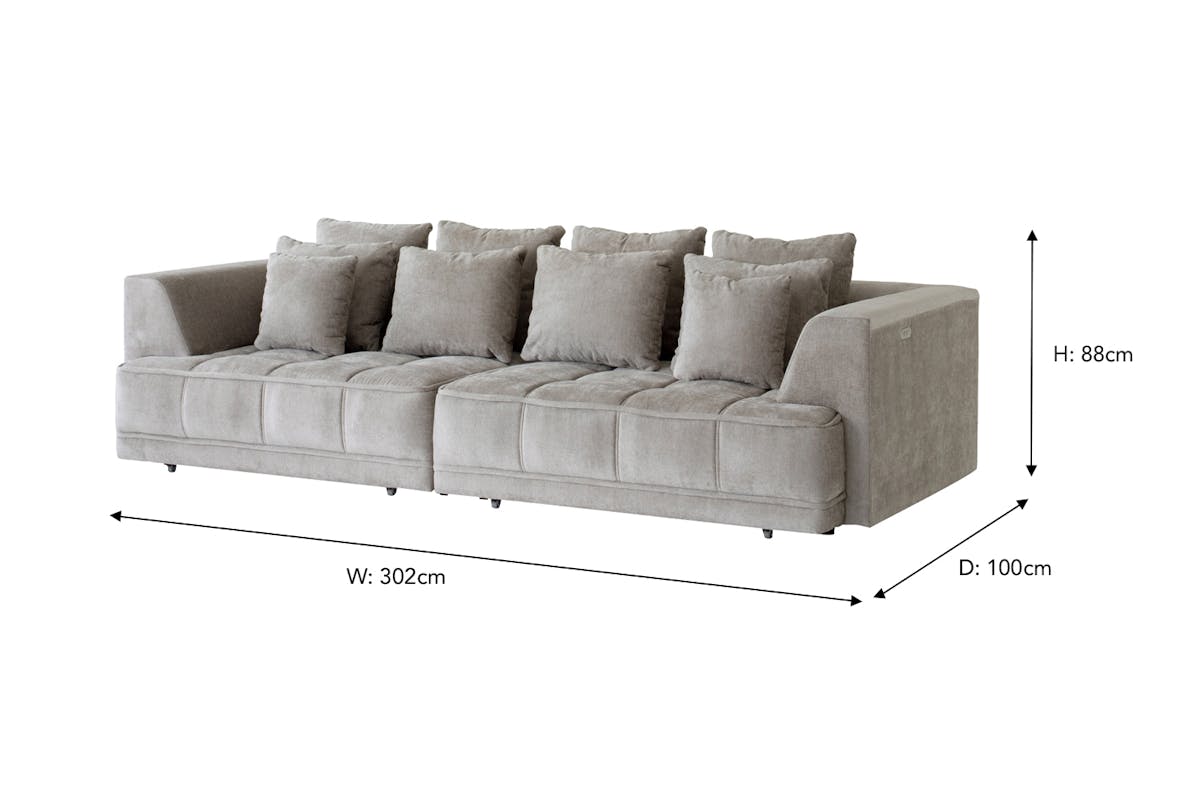 Amelia 4 Seater Sofa | Dual Power Slider | Fabric | Beige-5