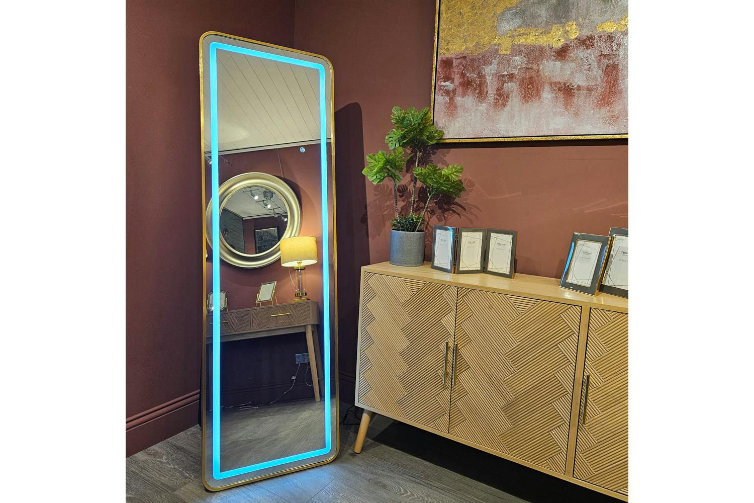 Modena LED Cheval Mirror | Gold | 160 x 50 cm-4
