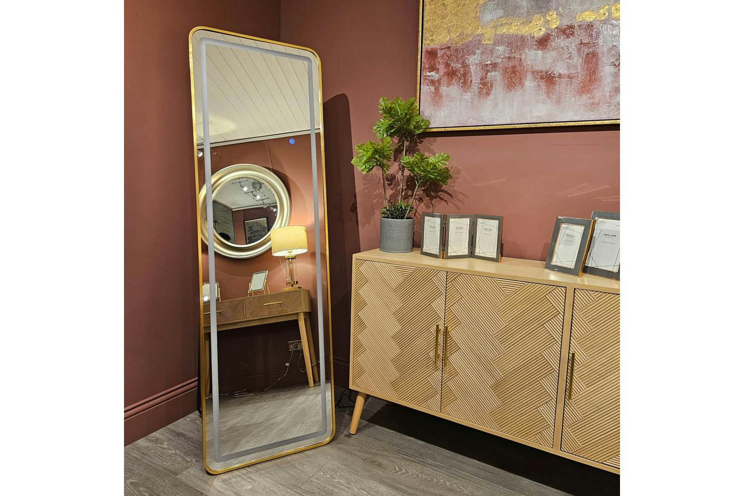 Modena LED Cheval Mirror | Gold | 160 x 50 cm-6