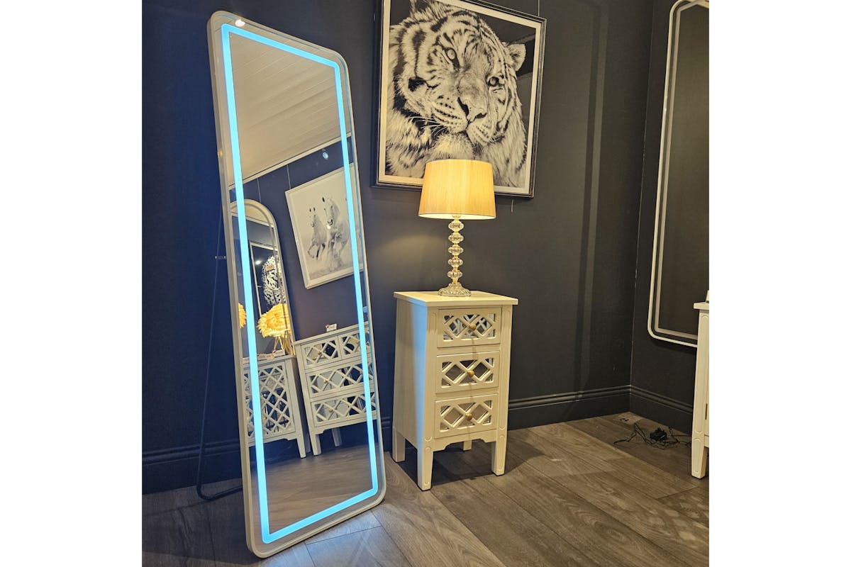Modena LED Cheval Mirror | White | 50 x 160 cm-3