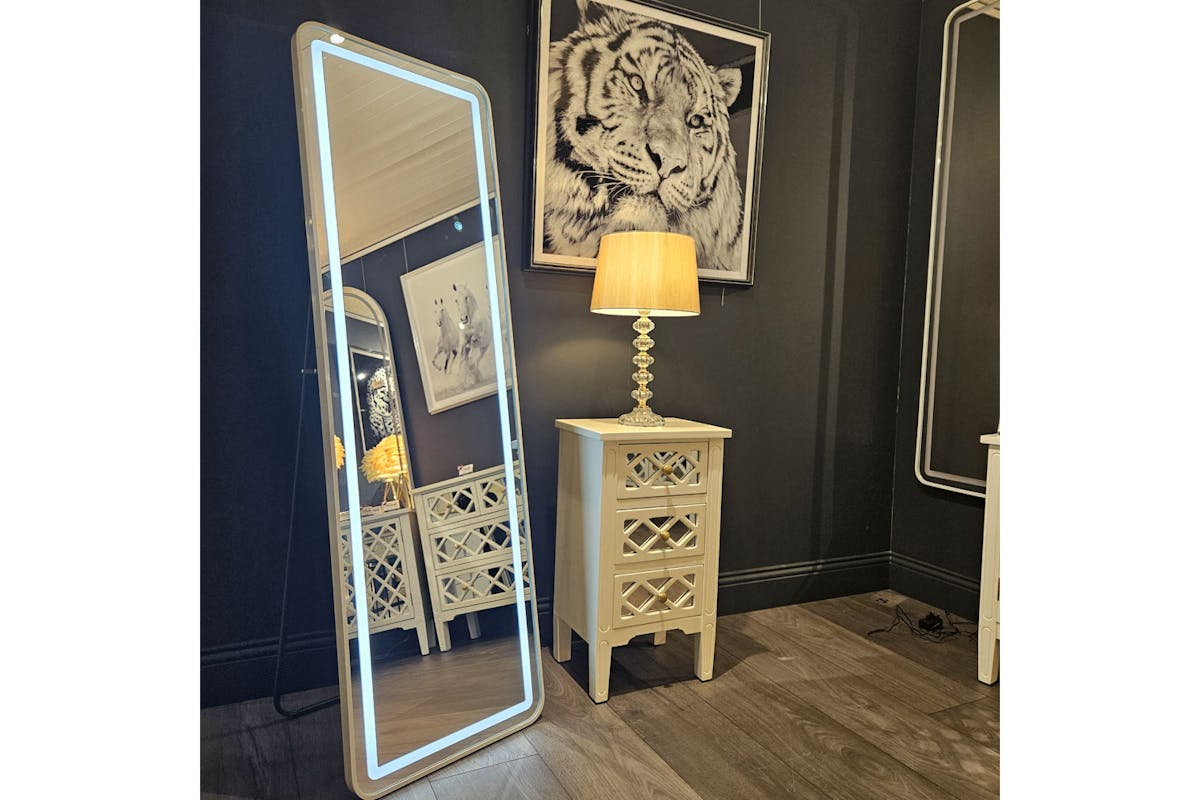 Modena LED Cheval Mirror | White | 50 x 160 cm-4