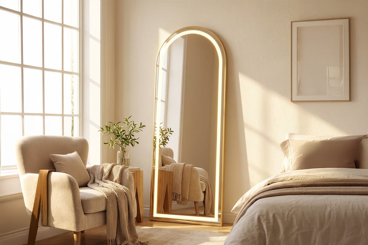 Modena LED Arched Mirror | Gold | 50 x 160 cm-2
