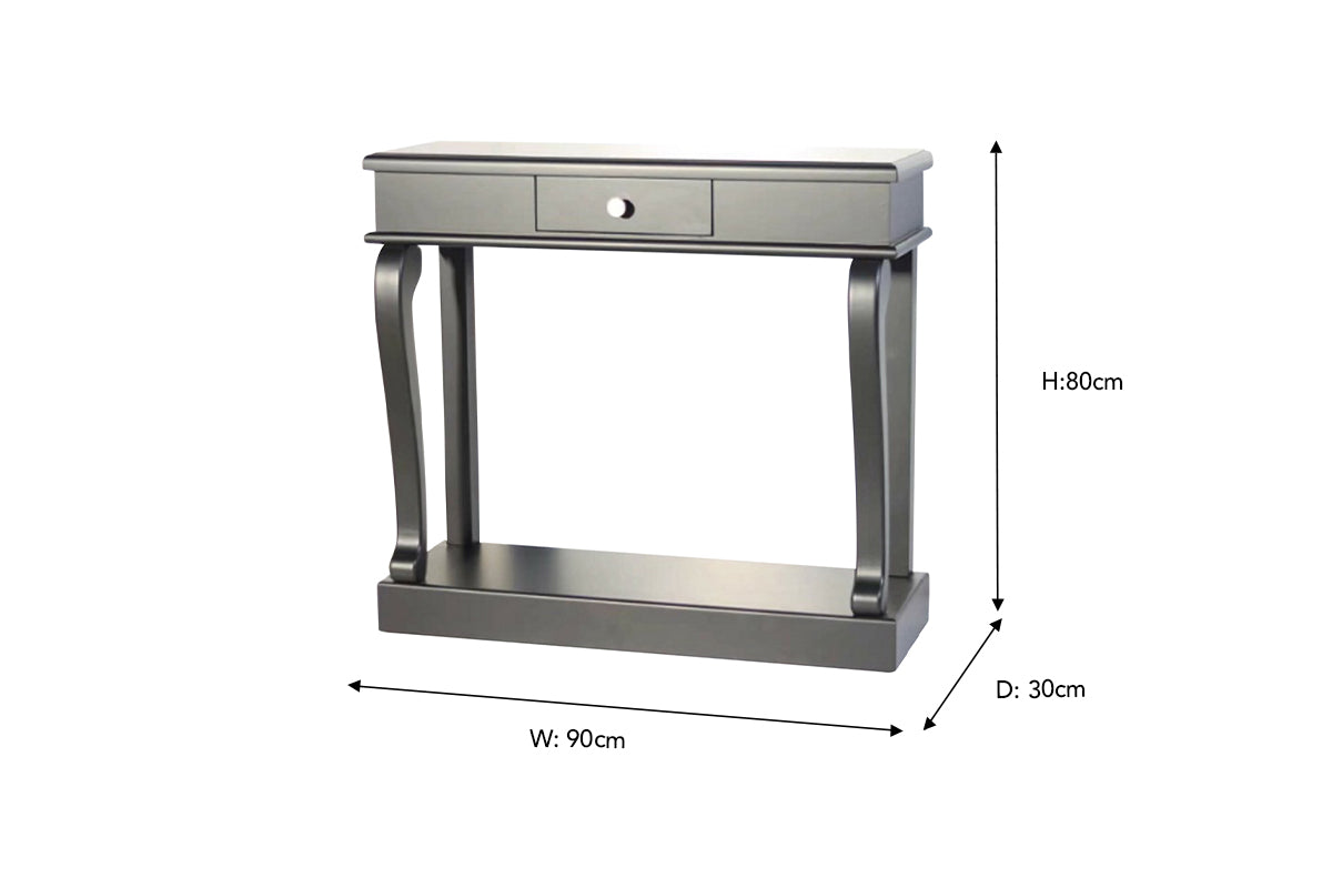 Scroll Console Table with Drawer | 90cm | Black-3