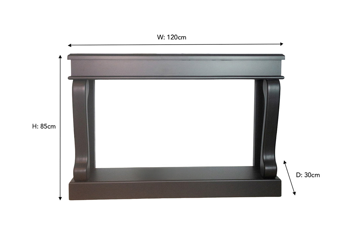Scroll Console Table with Antique Mirror | 120cm | Black-3