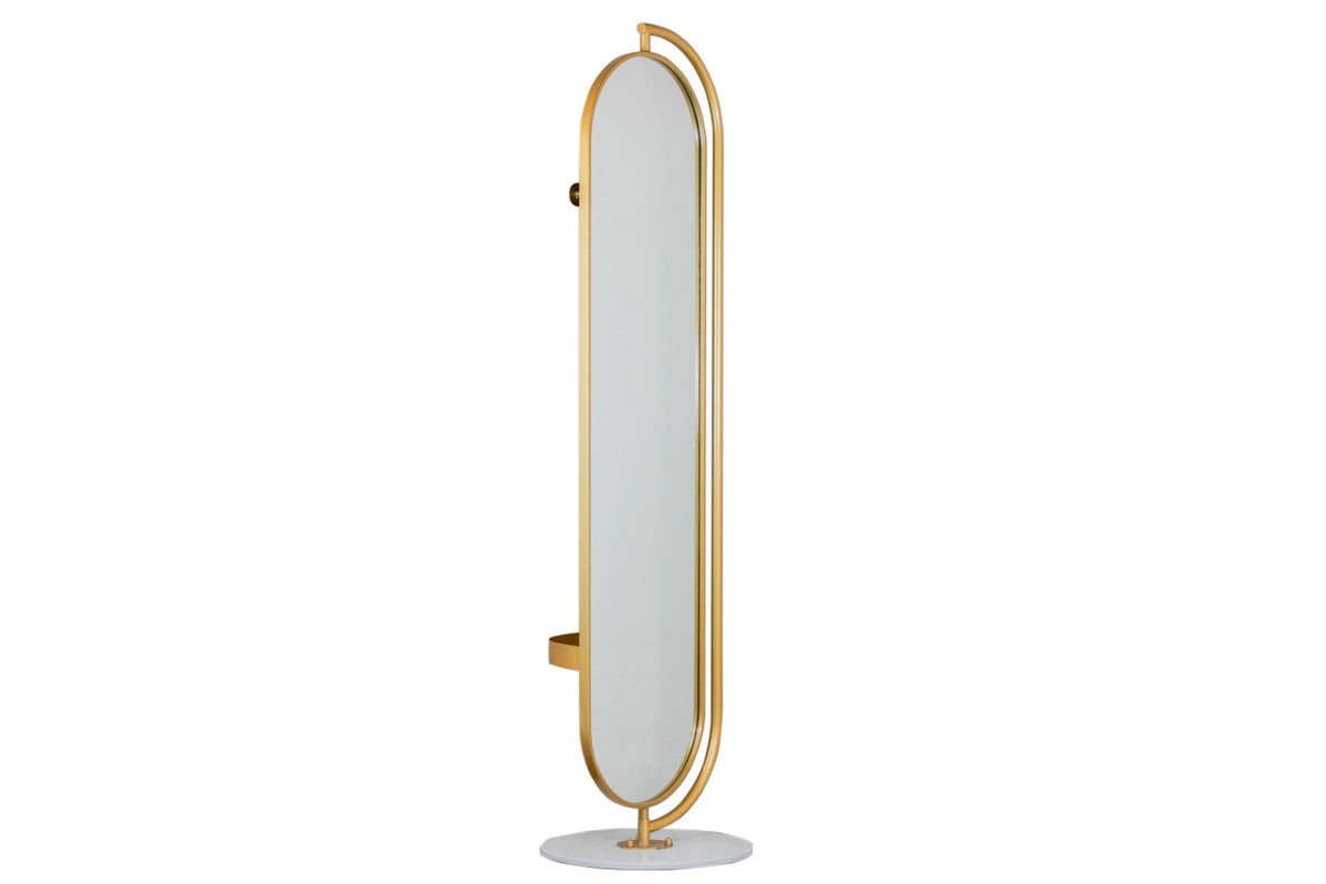 Rotating Mirror with Hangers & Marble Base | Gold | 45 x 175 cm