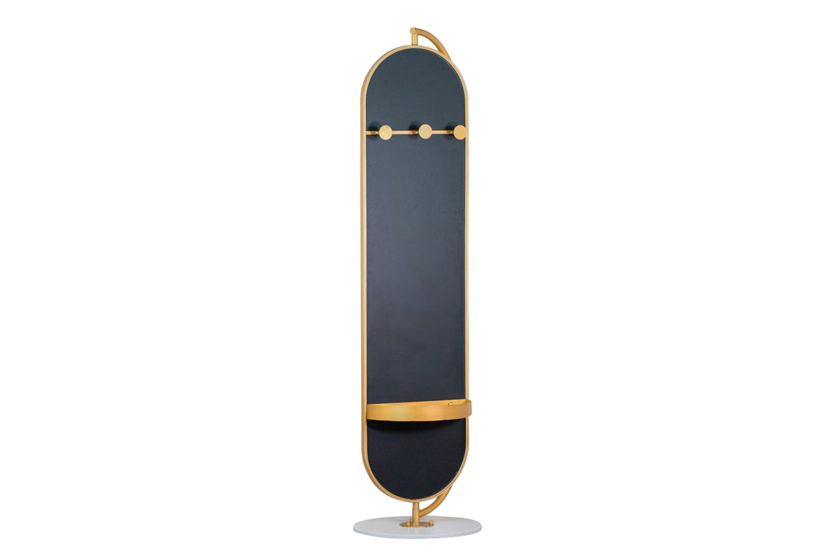 Rotating Mirror with Hangers & Marble Base | Gold | 45 x 175 cm-5