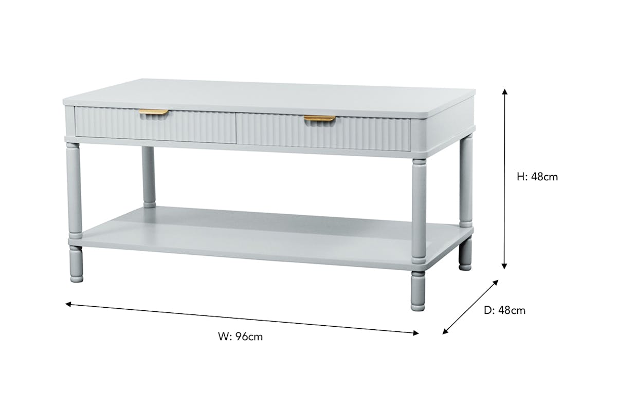 Parson Coffee Table | 2  Drawers | White-3