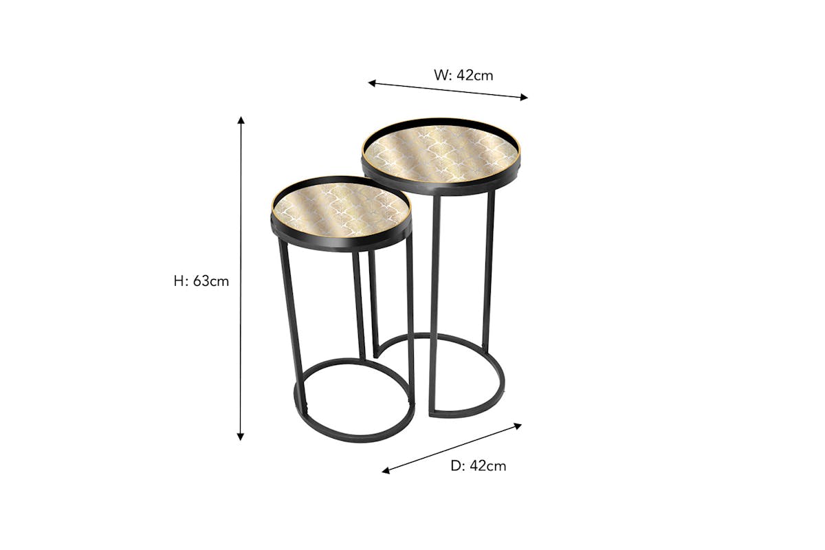 Bruna Tray Table | Black/Gold | Set of 2-3