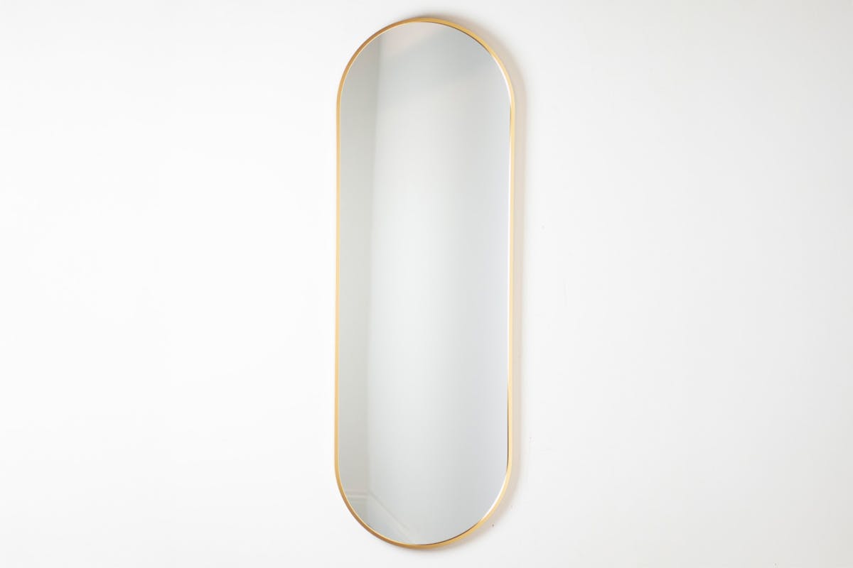 Modena Pill Shape Wall Mirror | Gold | 40 x 120 cm-2