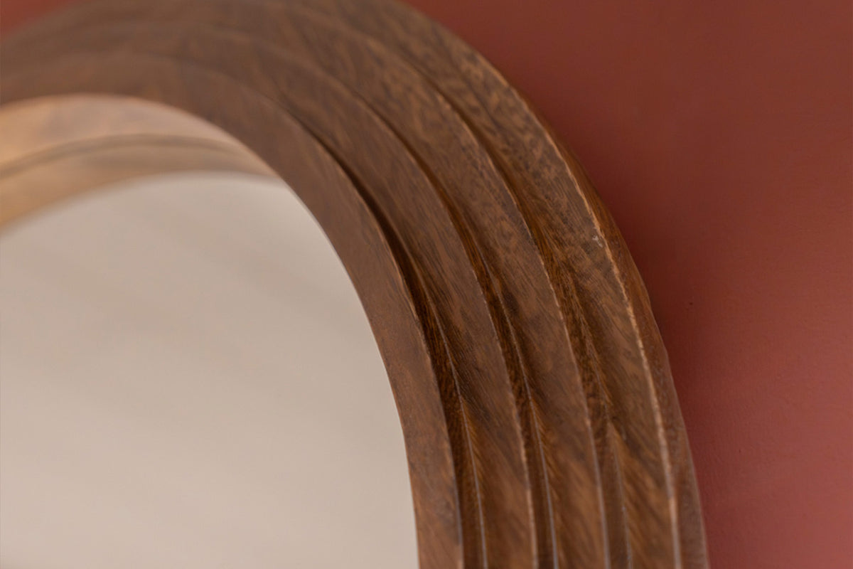 Stepped Arched Shaped Wall Mirror | Brown | 70 x 100 cm-5