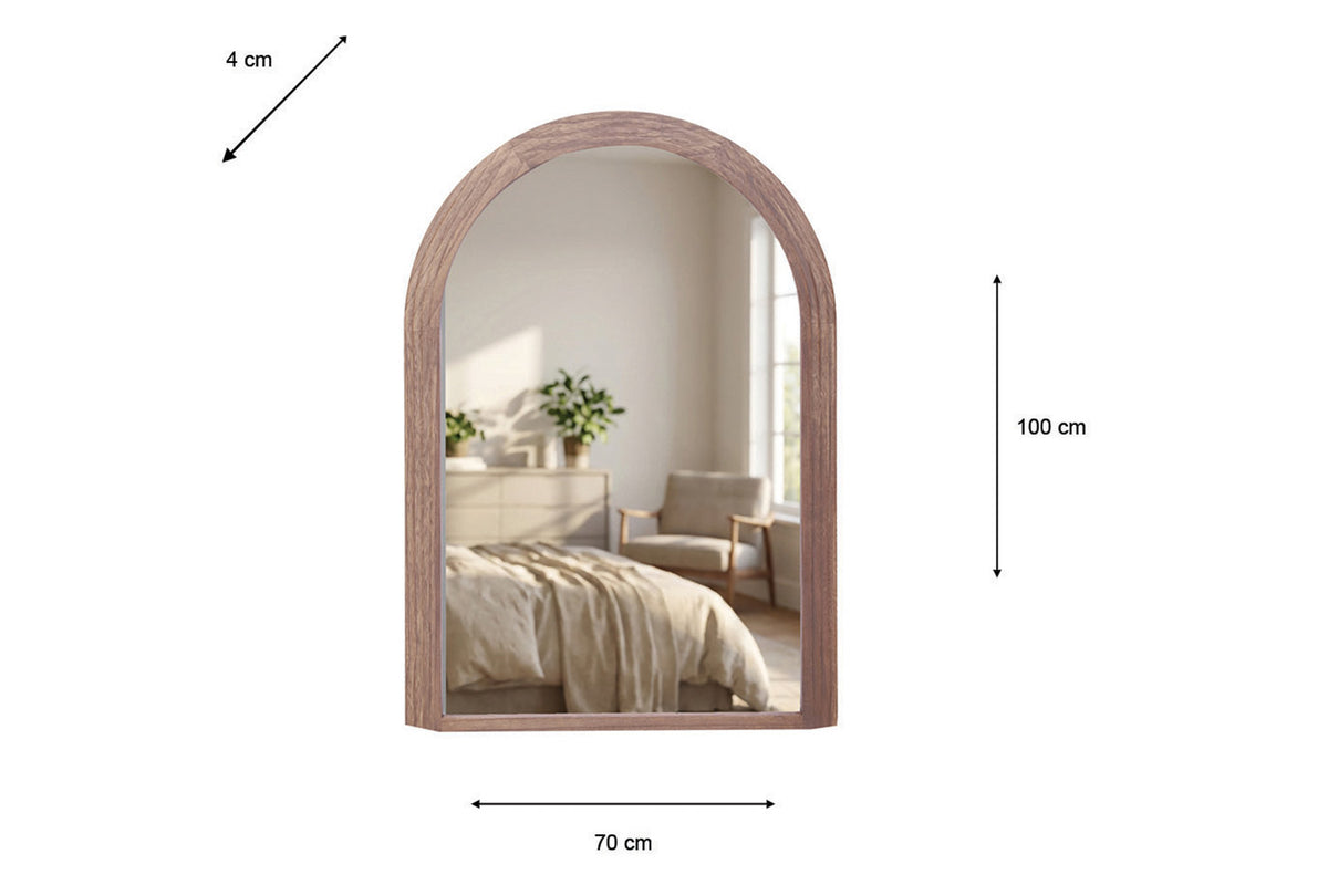 Stepped Arched Shaped Wall Mirror | Brown | 70 x 100 cm-3
