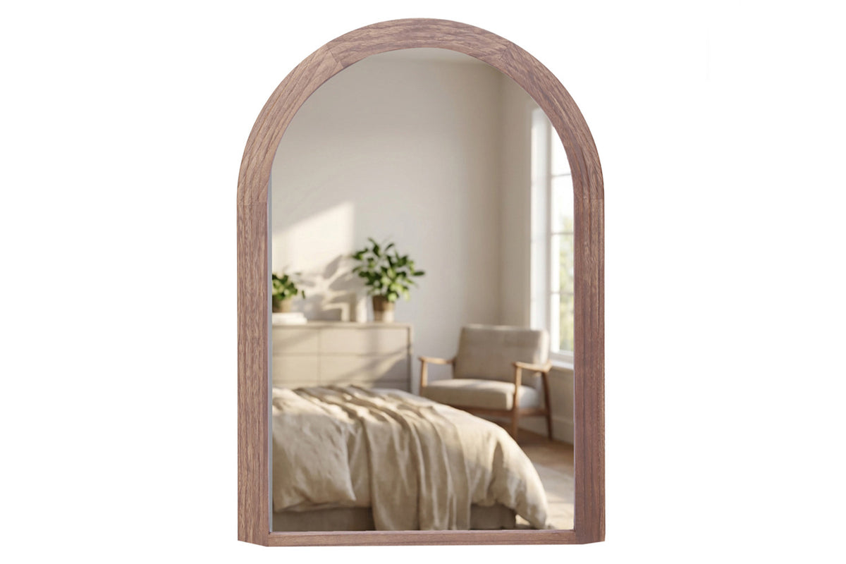 Stepped Arched Shaped Wall Mirror | Brown | 70 x 100 cm