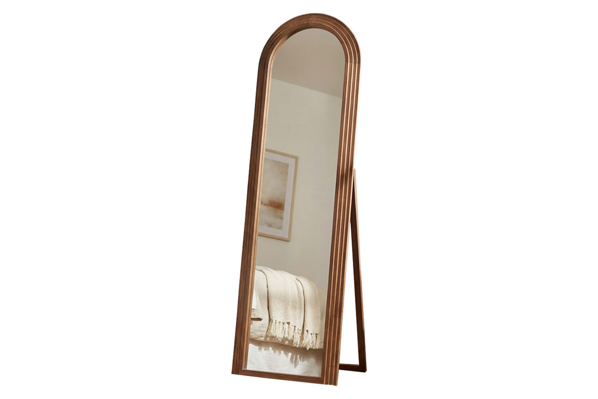 Stepped Arch Shape Floor Standing Mirror | Brown | 40 x 170 cm