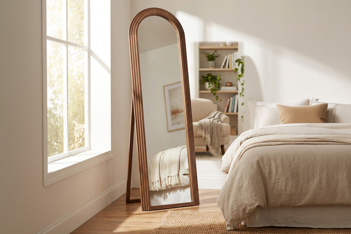 Stepped Arch Shape Floor Standing Mirror | Brown | 40 x 170 cm-2