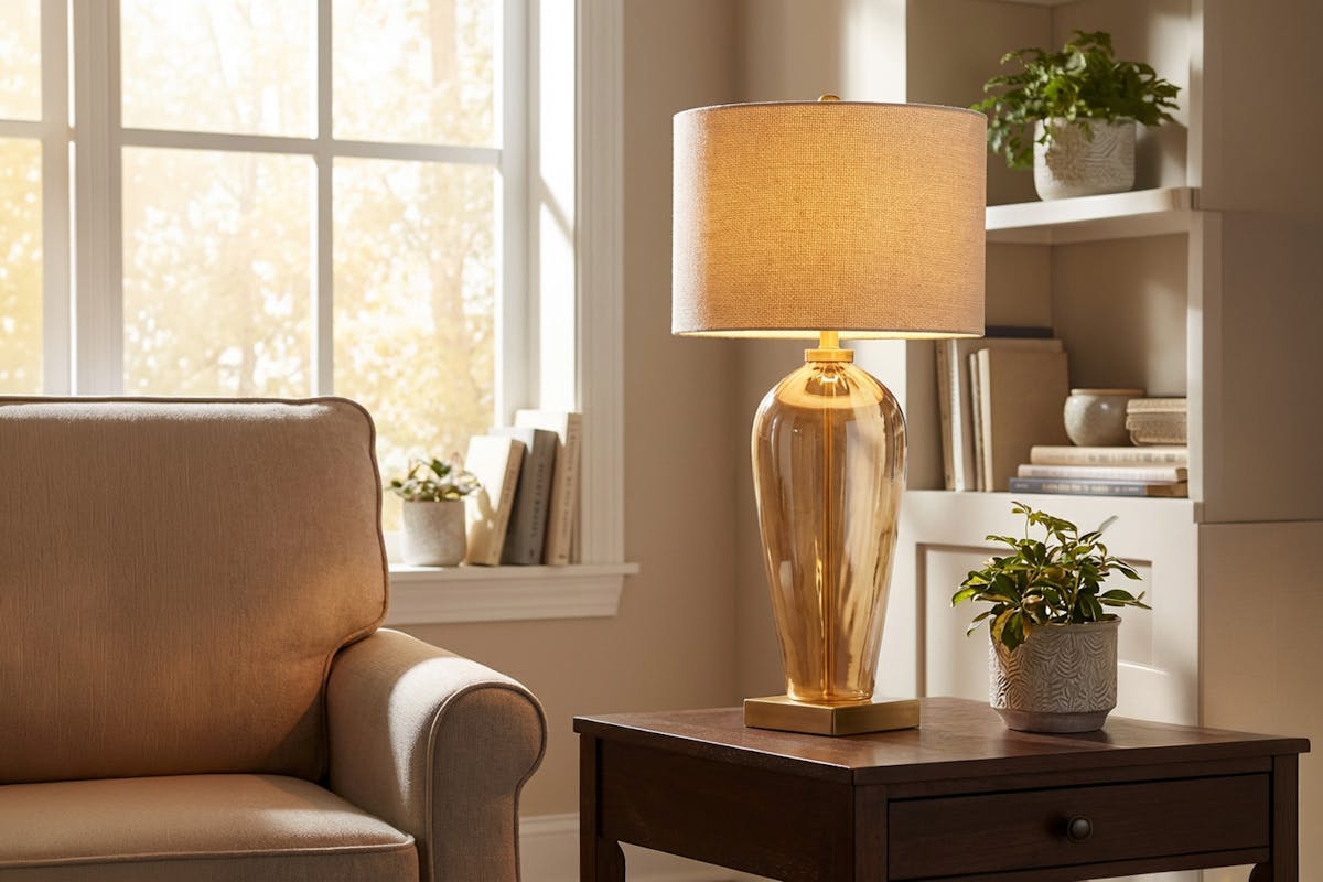 Kristen Glass Table Lamp | White/Gold | 84 cm-2