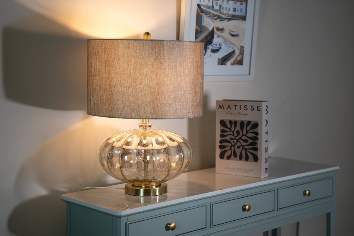 Kyra Mercury Glass Table Lamp | Natural/Gold-2