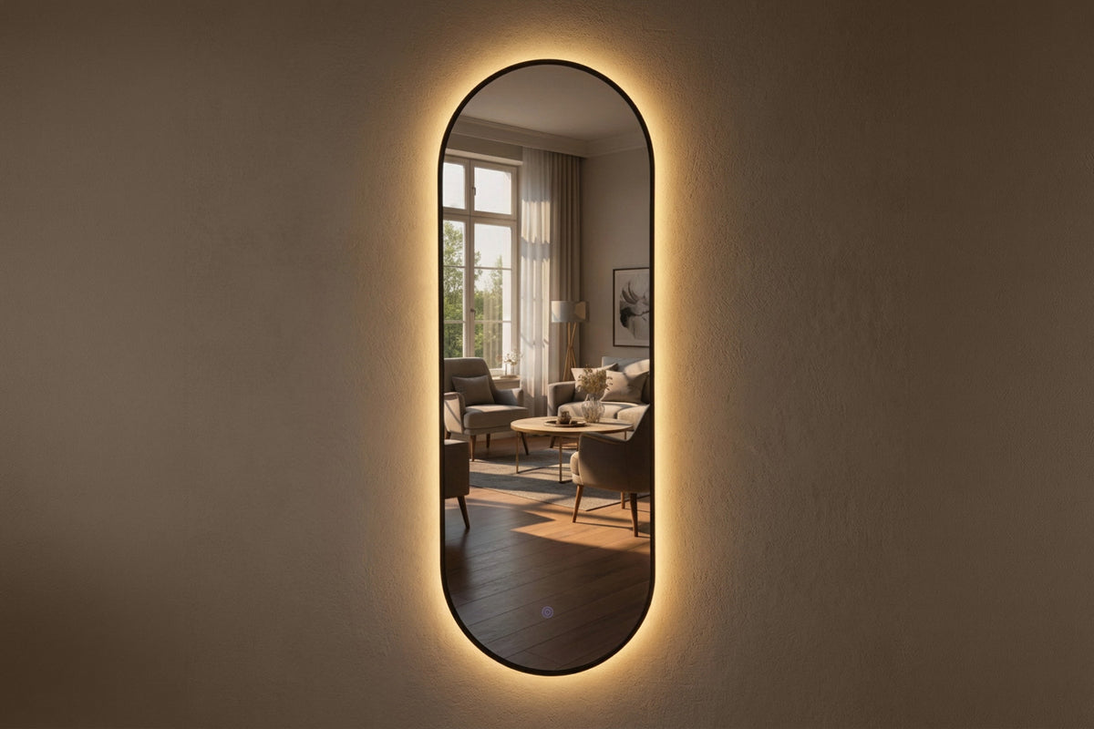 Modena LED Backlit Mirror | Black | 40 x 120 cm-2
