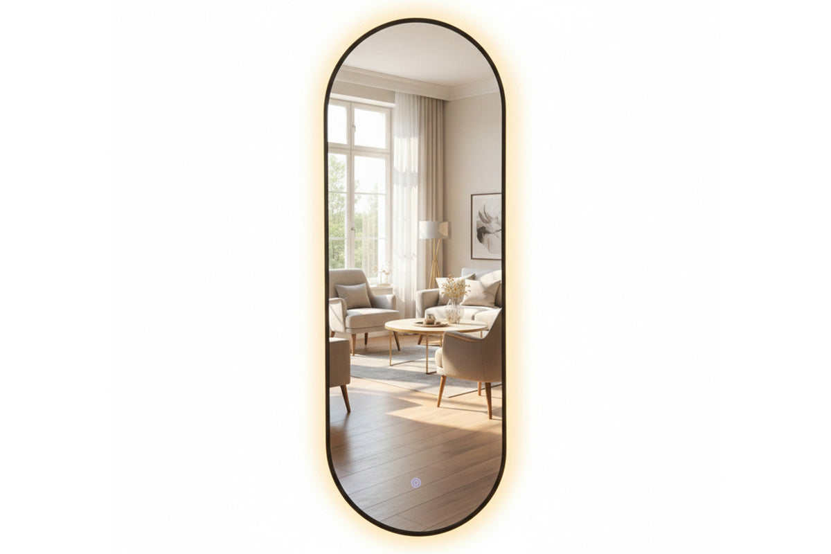 Modena LED Backlit Mirror | Black | 40 x 120 cm