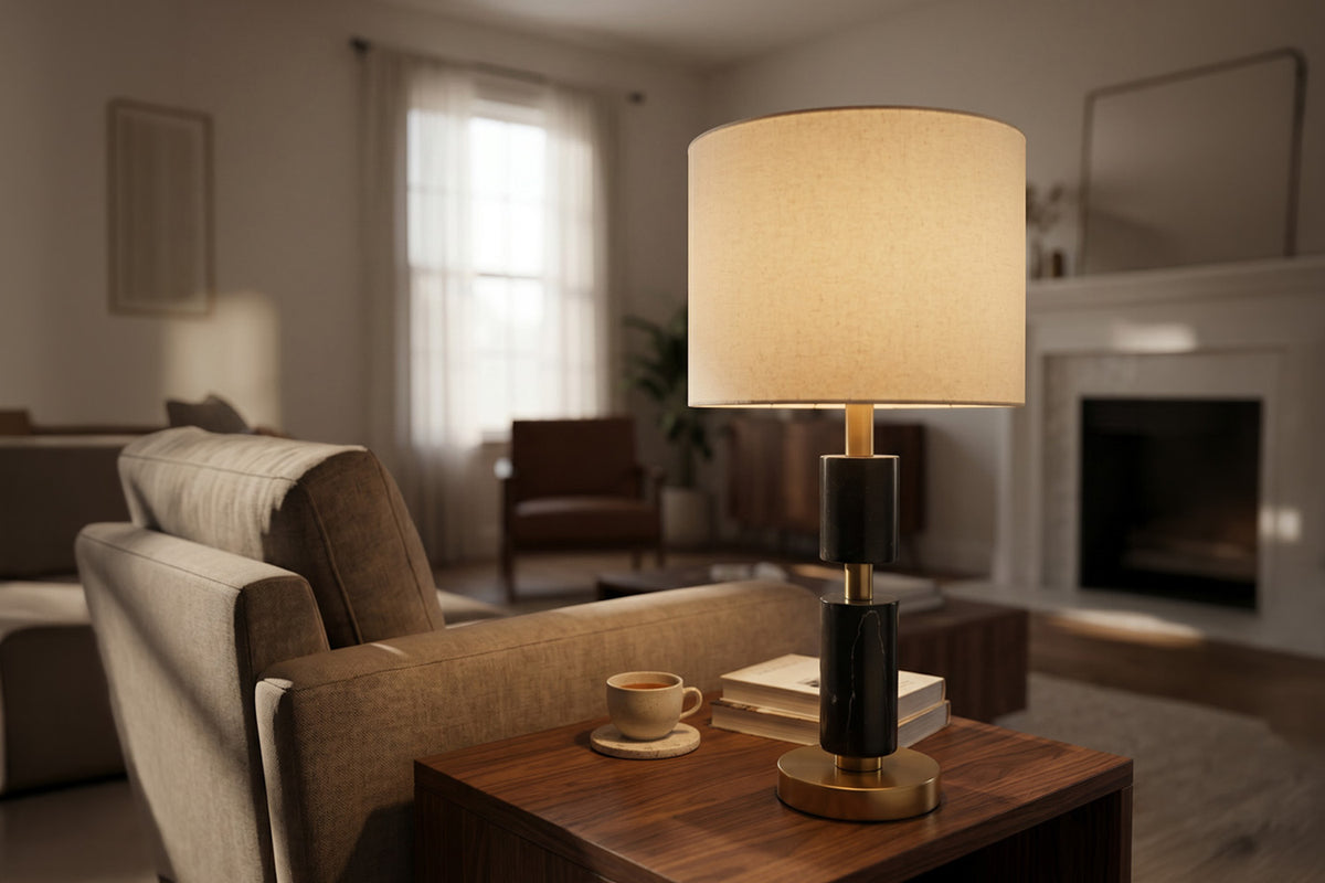 Calina Marble Table Lamp | Black/Gold-2
