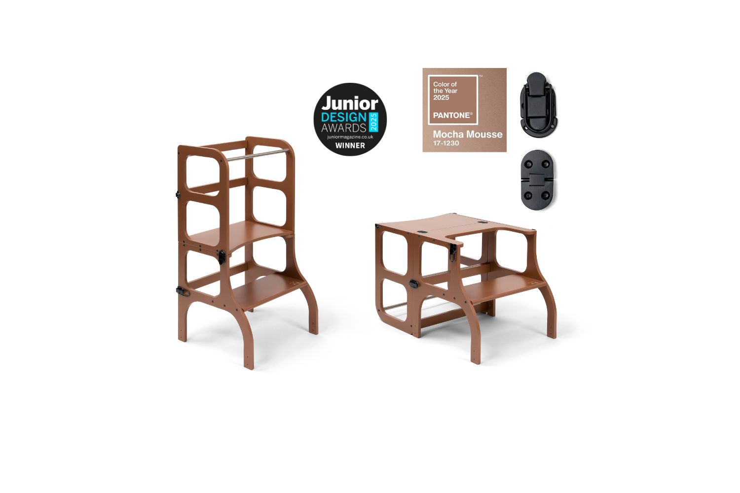 Ette Tete Helper Tower Stepnsit Mocha Mousse Black Clasps | Helper Tower | Baltic Birch Plywood