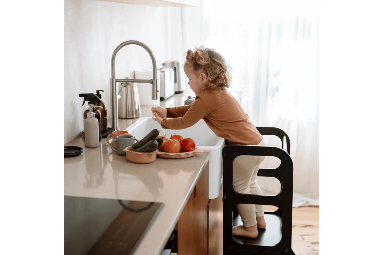 Ette Tete Helper Tower Stepnsit Mocha Mousse Silver Clasps | Helper Tower | Baltic Birch Plywood-3