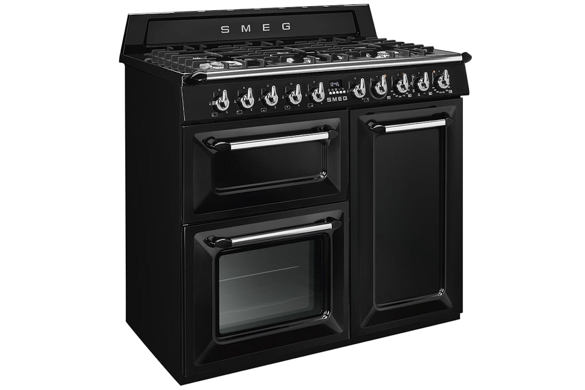 Smeg 100cm Traditional Dual Fuel Range Cooker | TR103BL | Black-3