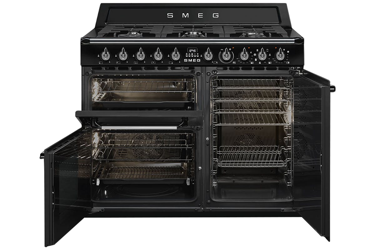 Smeg 100cm Traditional Dual Fuel Range Cooker | TR103BL | Black-4