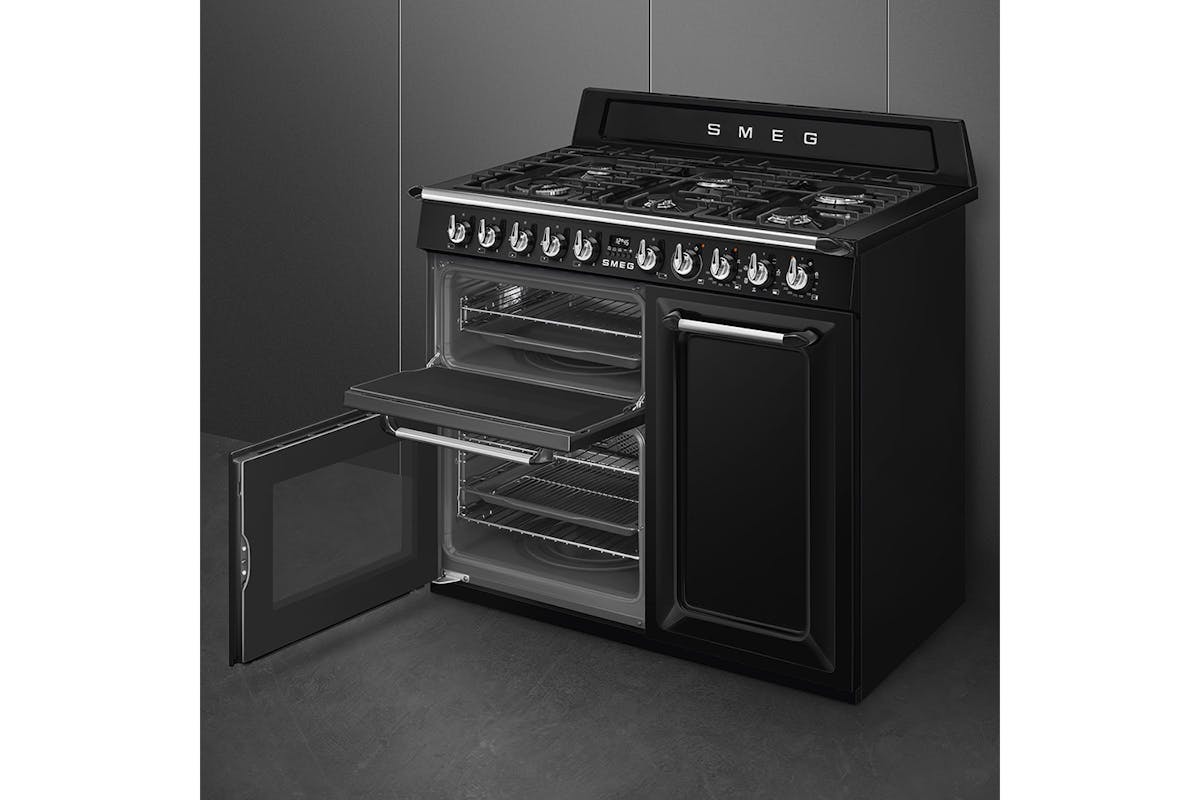 Smeg 100cm Traditional Dual Fuel Range Cooker | TR103BL | Black-6
