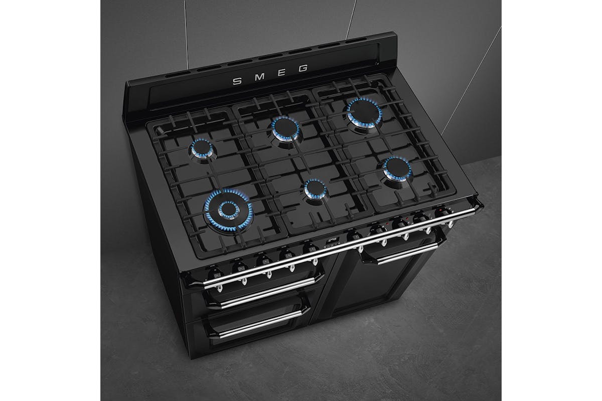 Smeg 100cm Traditional Dual Fuel Range Cooker | TR103BL | Black-7