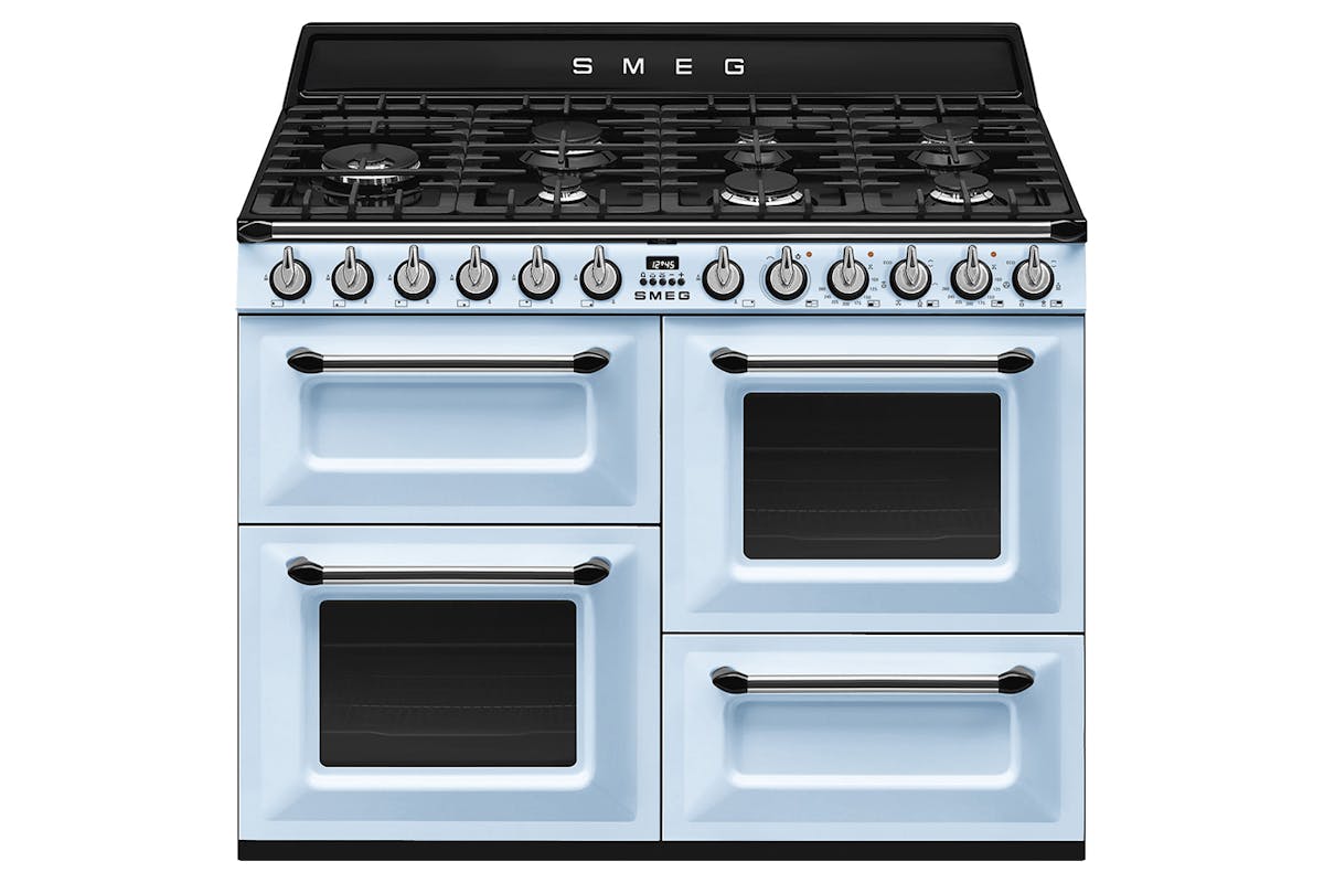 Smeg 110cm Traditional Dual Fuel Range Cooker | TR4110AZ | Pastel Blue