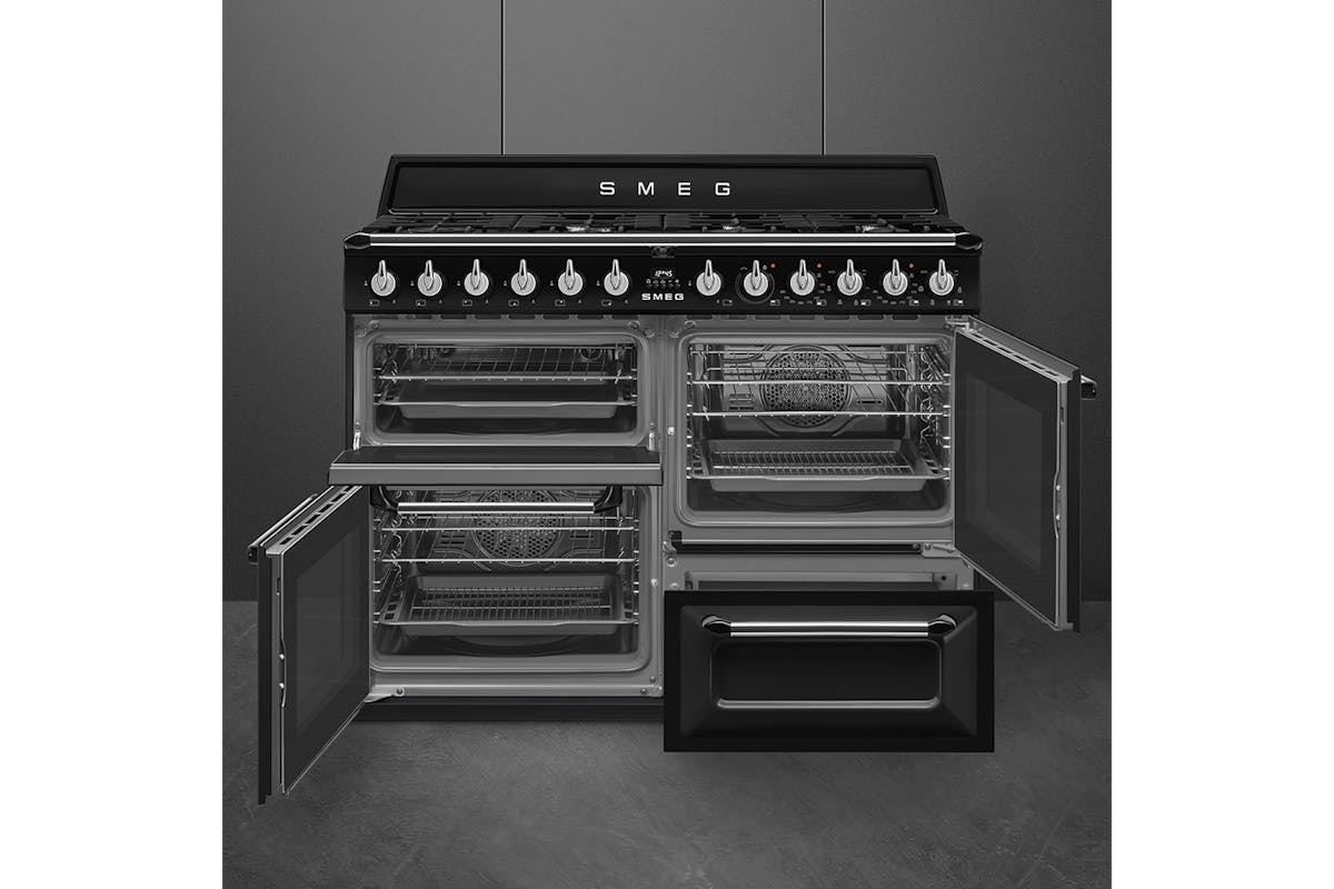 Smeg 110cm Dual Fuel Range Cooker | TR4110BL1 | Gloss Black-4