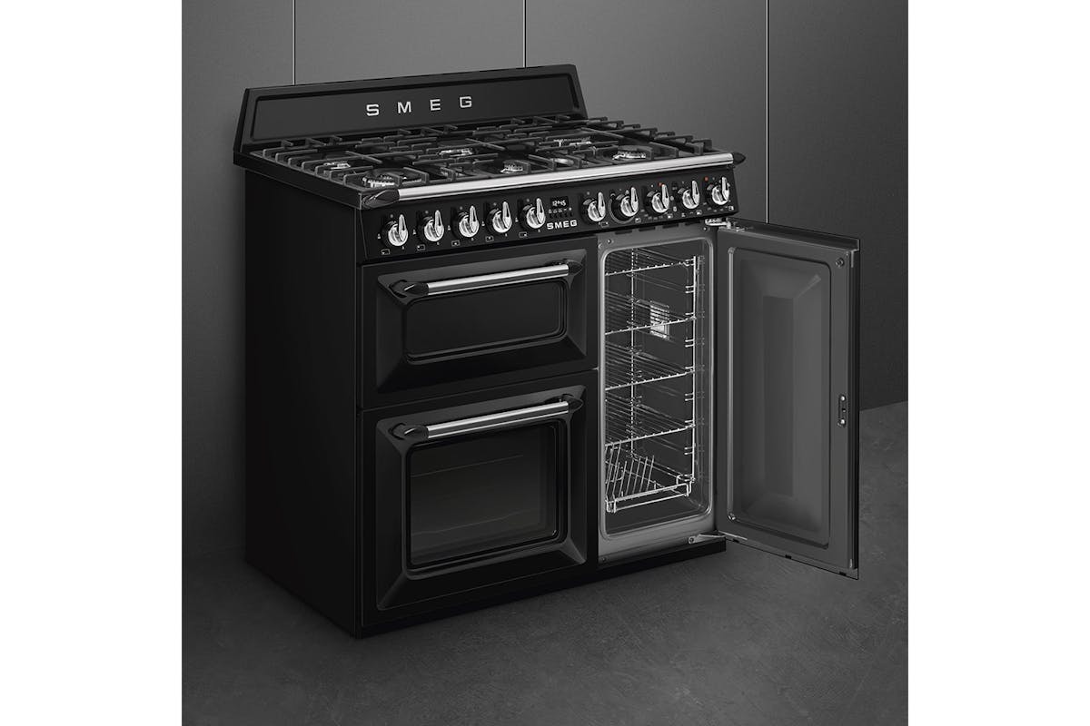Smeg 90cm Dual Fuel Range Cooker | TR93BL | Black-5