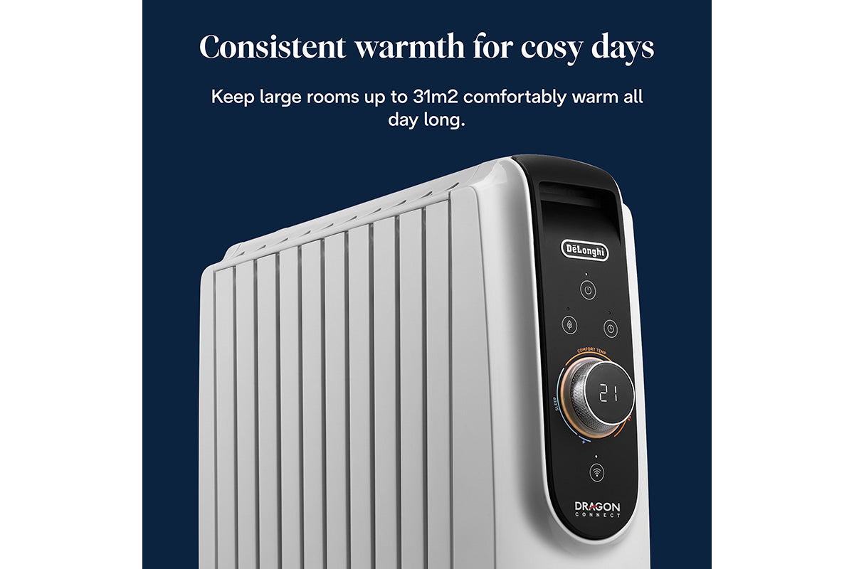 De'Longhi Dragon 5 Connect Oil Filled Radiator Heater | TRD51025WIFI | White-2