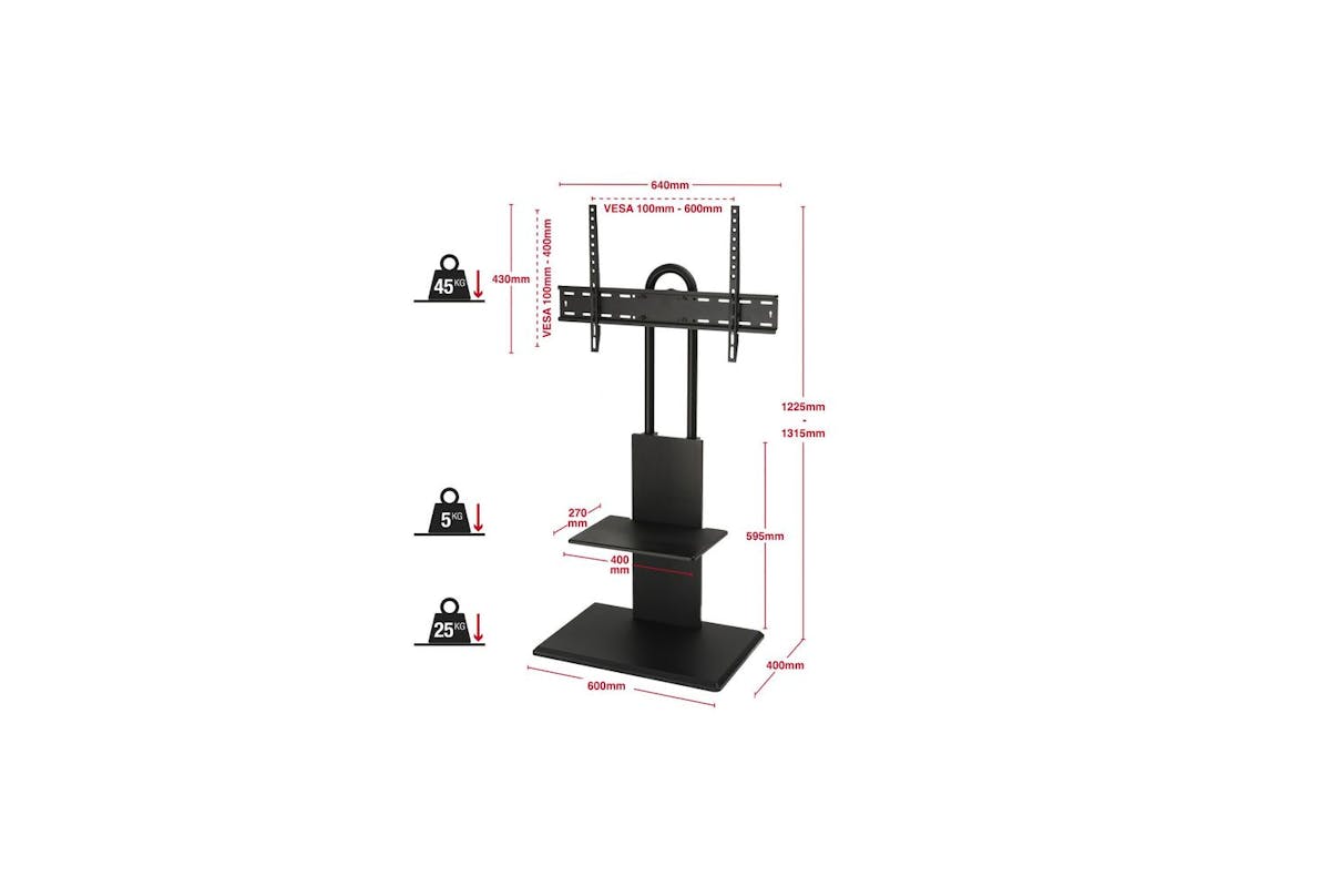 TTAT 600mm Pedestal TV Stand | Black-5