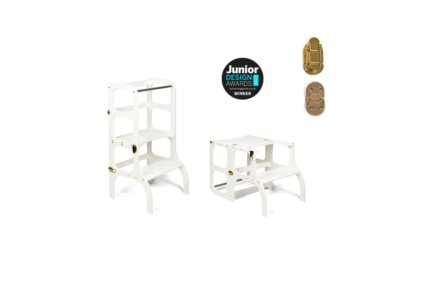 Ette Tete Helper Tower Stepnsit White Gold Clasps Extra Support | Helper Tower | Baltic Birch Plywood