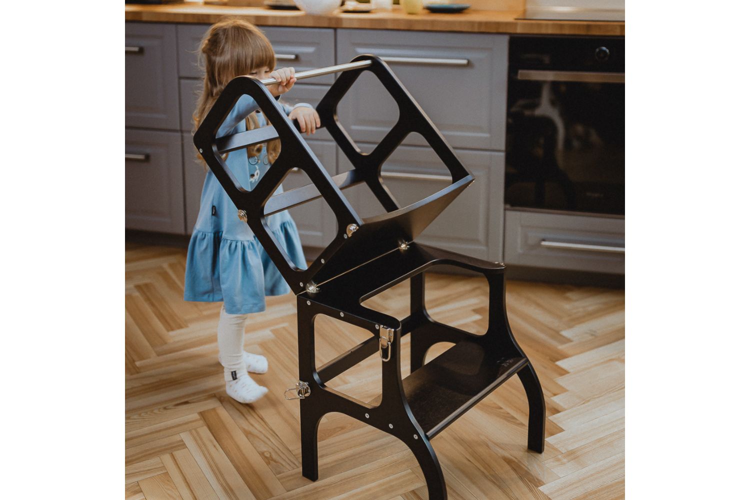 Ette Tete Helper Tower Stepnsit White Black Clasps Extra Support | Helper Tower | Baltic Birch Plywood | 2-in-1 Design-4