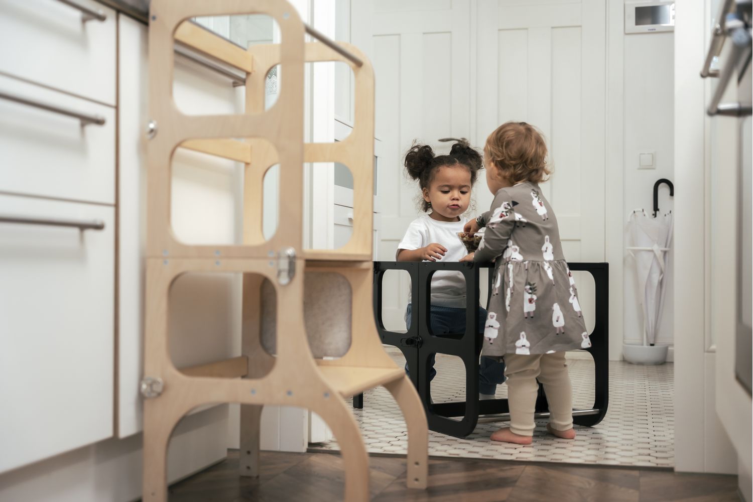 Ette Tete Helper Tower Stepnsit White Black Clasps Extra Support | Helper Tower | Baltic Birch Plywood | 2-in-1 Design-8