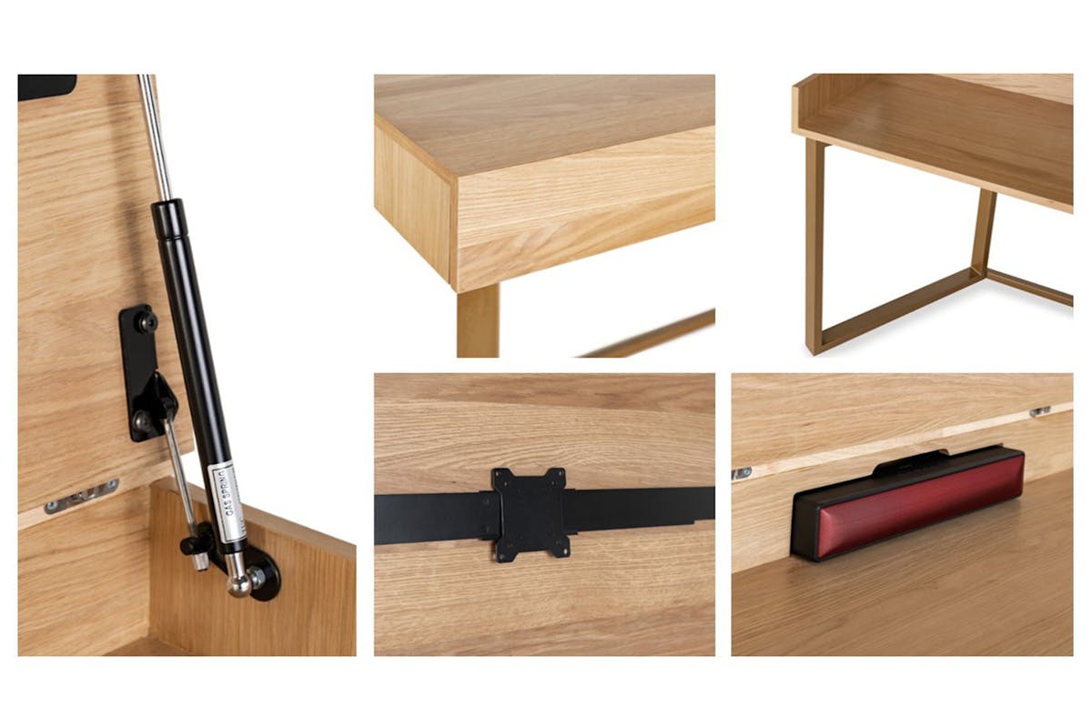 Transformer Table to Desk| Scandinavian Oak/Gold-5