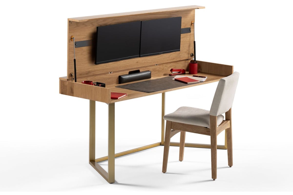 Transformer Table to Desk| Scandinavian Oak/Gold-3