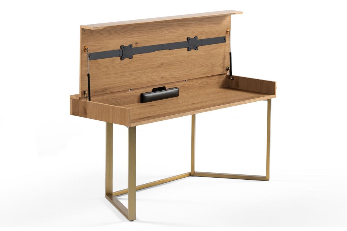 Transformer Table to Desk| Scandinavian Oak/Gold-2