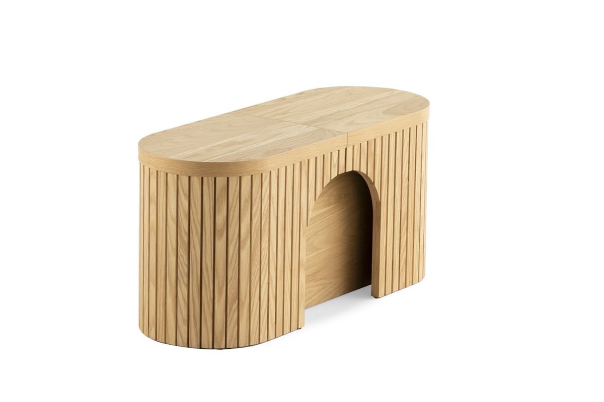 Transformer Round Bench | Scandinavian Oak| Including 3 extension  panels-3