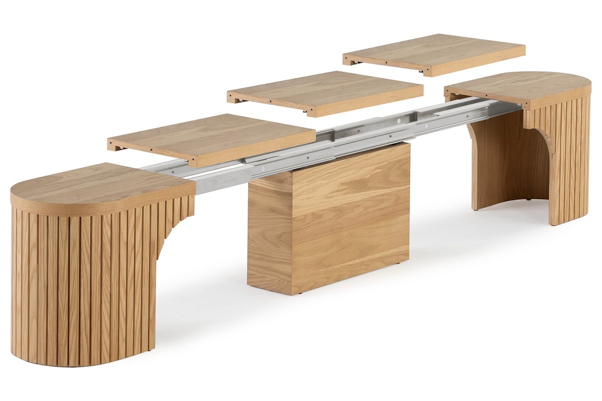 Transformer Round Bench | Scandinavian Oak| Including 3 extension  panels-2