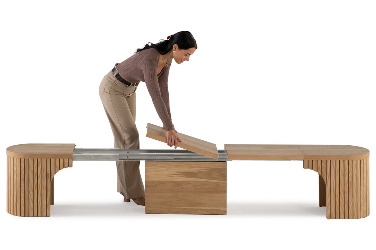 Transformer Round Bench | Scandinavian Oak| Including 3 extension  panels-4