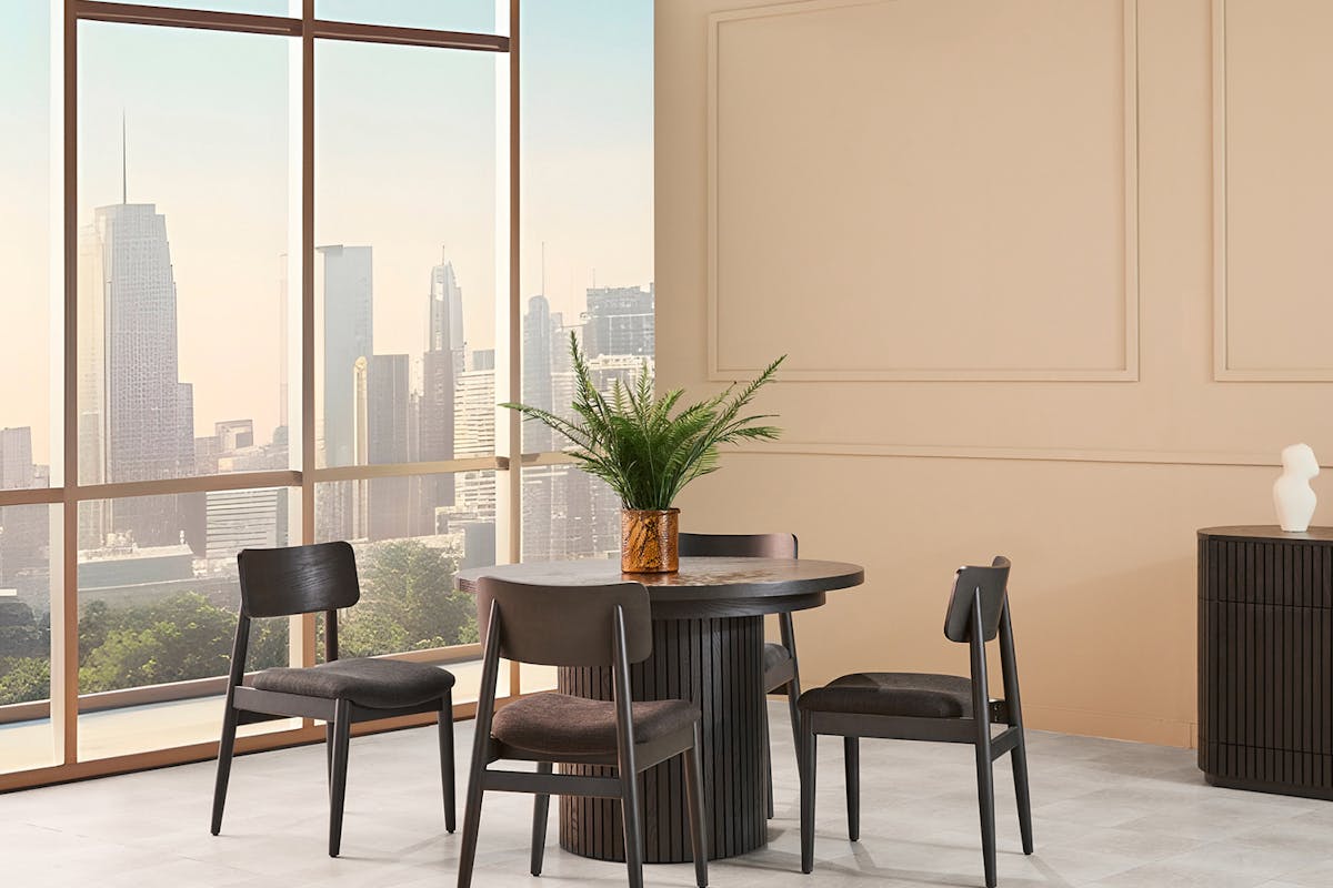 Transformer Round Chair | Onyx/Smoked Hickory | Set of 2-6