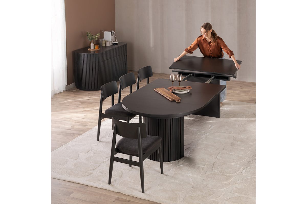 Transformer Round Extending Dining Table | Smoked Hickory-2