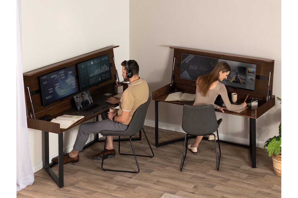 Transformer Desk | Dark Walnut/Black-5